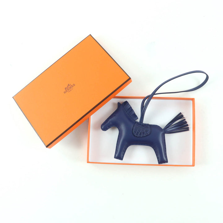 未使用品★HERMES エルメス ロデオチャーム タッチ MM ブルーサフィール マリン アニョーミロ クロコダイル バッグチャーム U刻印 箱付