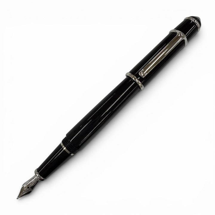 美品◇Cartier カルティエ ディアボロ ドゥ カルティエ 18K ブルージェムストーン Mニブ 万年筆 ブラック シルバー フランス製 箱付き