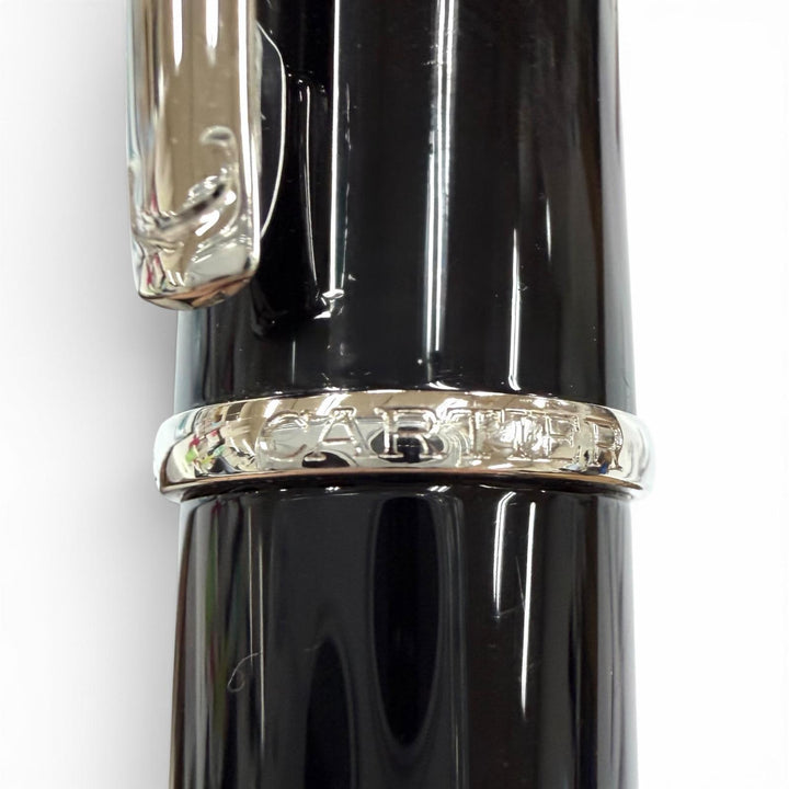 美品◇Cartier カルティエ ディアボロ ドゥ カルティエ 18K ブルージェムストーン Mニブ 万年筆 ブラック シルバー フランス製 箱付き