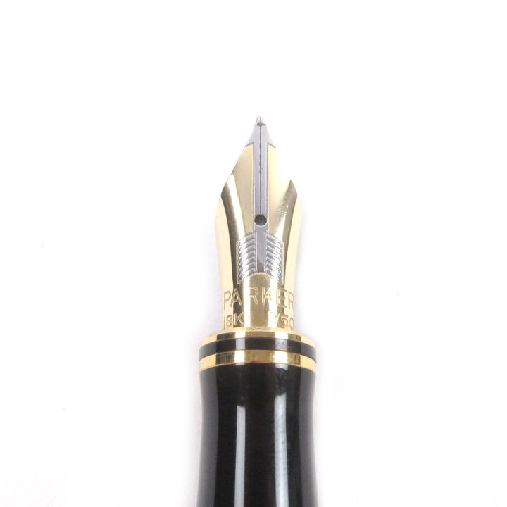 美品□PARKER パーカー ヴィンテージ デュオフォールド 18K Fニブ センテニアル 旧型 万年筆 マーブルレッド ゴールド ケース付き メンズ