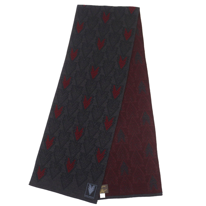 良品△LOUIS VUITTON ルイヴィトン 2015年 M70032 ウール100％ エシャルプ トリプルV マフラー ダークグレー ボルドー イタリア製 正規品