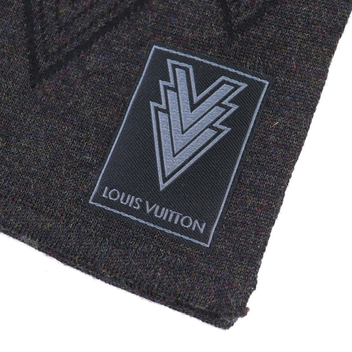 良品△LOUIS VUITTON ルイヴィトン 2015年 M70032 ウール100％ エシャルプ トリプルV マフラー ダークグレー ボルドー イタリア製 正規品