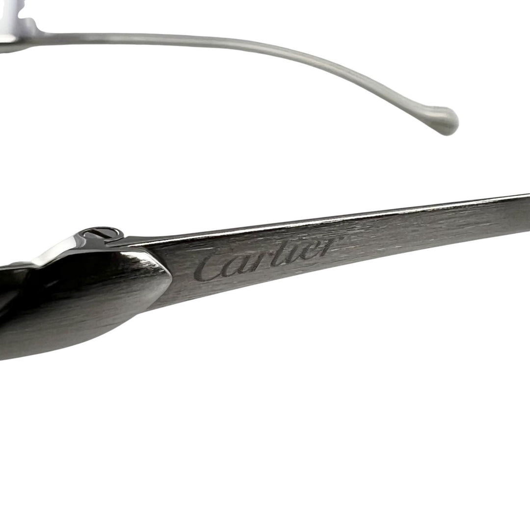 極美品▲Cartier カルティエ パンテール ヘアライン ツーポイント リムレス メガネ 眼鏡 アイウェア シルバー □18 135 度入り 仏製