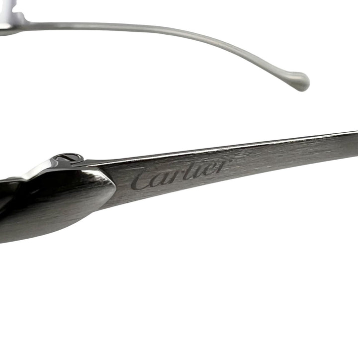 極美品▲Cartier カルティエ パンテール ヘアライン ツーポイント リムレス メガネ 眼鏡 アイウェア シルバー □18 135 度入り 仏製