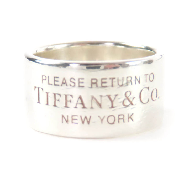 良品★TIFFANY&amp;Co. ティファニー AG925 ロゴデザイン リターントゥティファニー ワイド リング 指輪 シルバー JP9号相当 重量7.67g