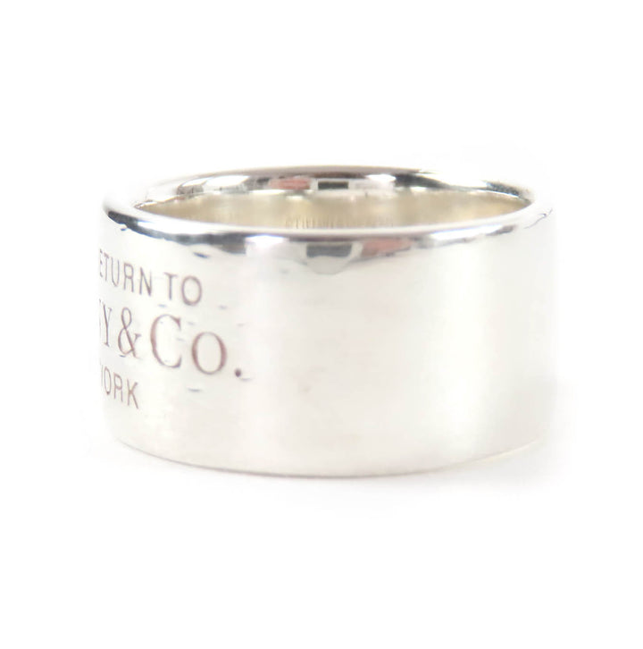 良品★TIFFANY&amp;Co. ティファニー AG925 ロゴデザイン リターントゥティファニー ワイド リング 指輪 シルバー JP9号相当 重量7.67g