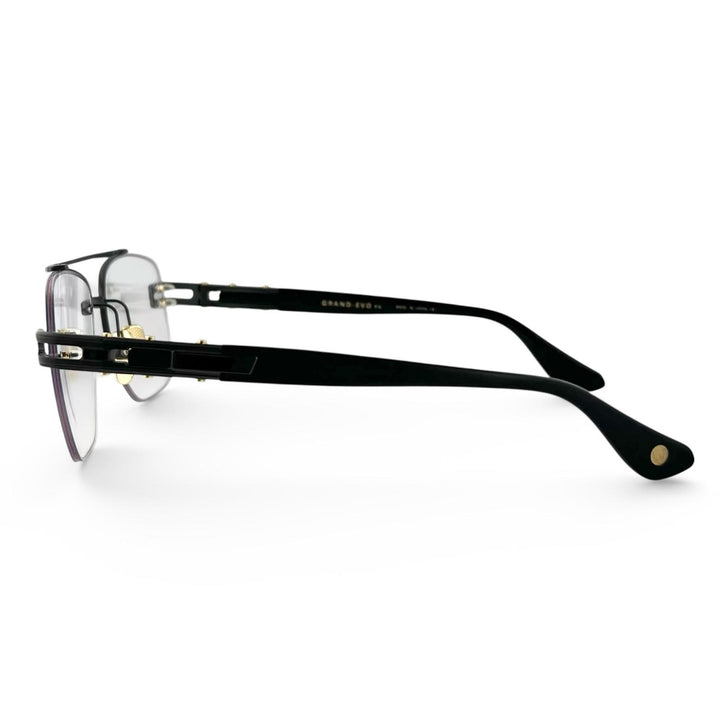 美品▲DITA ディータ DTX146 GRAND-EVO Rx ツーブリッジ リムレス メガネ アイウェア マットブラック ゴールド 57□16 145 メンズ