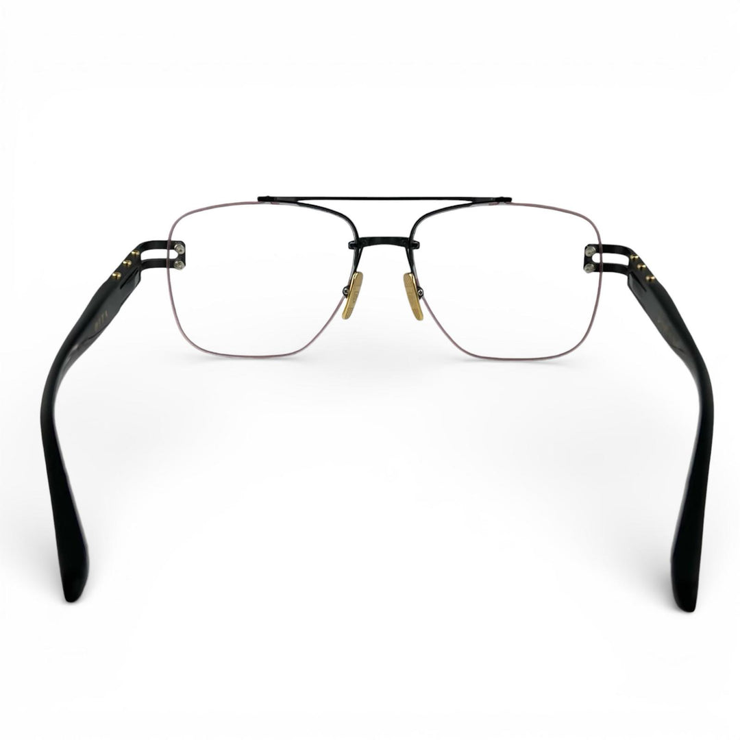 美品▲DITA ディータ DTX146 GRAND-EVO Rx ツーブリッジ リムレス メガネ アイウェア マットブラック ゴールド 57□16 145 メンズ