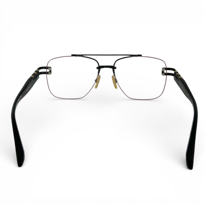美品▲DITA ディータ DTX146 GRAND-EVO Rx ツーブリッジ リムレス メガネ アイウェア マットブラック ゴールド 57□16 145 メンズ