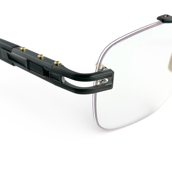 美品▲DITA ディータ DTX146 GRAND-EVO Rx ツーブリッジ リムレス メガネ アイウェア マットブラック ゴールド 57□16 145 メンズ