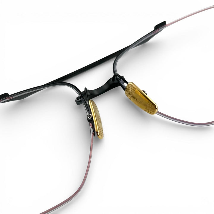 美品▲DITA ディータ DTX146 GRAND-EVO Rx ツーブリッジ リムレス メガネ アイウェア マットブラック ゴールド 57□16 145 メンズ