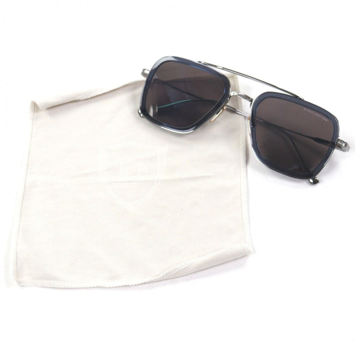 極美品▼DITA ディータ FLIGHT006 ツーブリッジ アイウェア サングラス クリアブルー シルバー 52□22-144 デモレンズ 日本製 メンズ