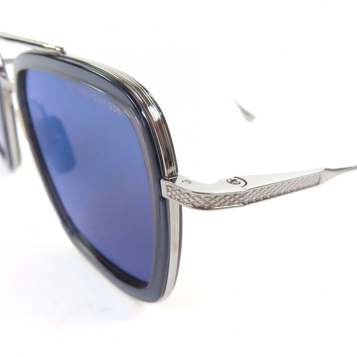 極美品▼DITA ディータ FLIGHT006 ツーブリッジ アイウェア サングラス クリアブルー シルバー 52□22-144 デモレンズ 日本製 メンズ
