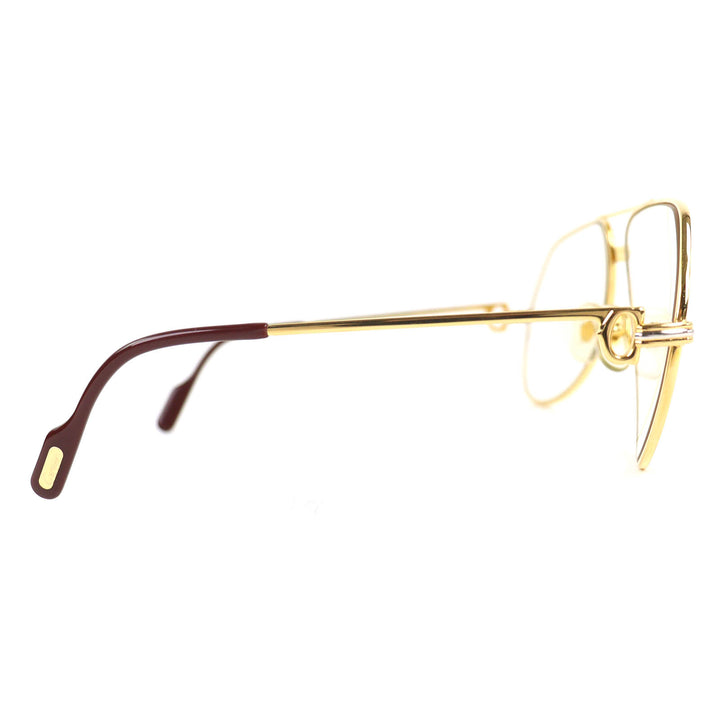 美品△Cartier カルティエ ヴィンテージ ー トリニティ ツーブリッジ メガネ 眼鏡 アイウェア ゴールド ボルドー フランス製 メンズ