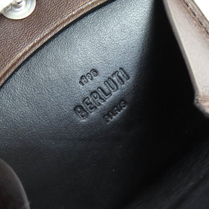 美品△BERLUTI ベルルッティ オリジン カリグラフィ レザー コインケース 小銭入れ コンパクト ブラウン 保存袋付き イタリア製 メンズ