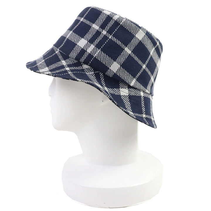 美品△DIOR ディオール オム 14CHE923I134 コットン オブリーク チェック柄 リバーシブル バケットハット 帽子 ネイビー 58 伊製 正規品