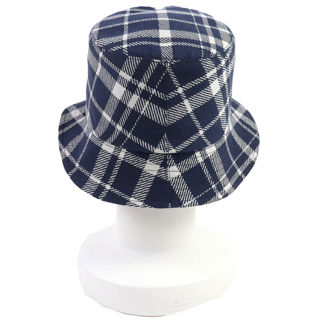 美品△DIOR ディオール オム 14CHE923I134 コットン オブリーク チェック柄 リバーシブル バケットハット 帽子 ネイビー 58 伊製 正規品