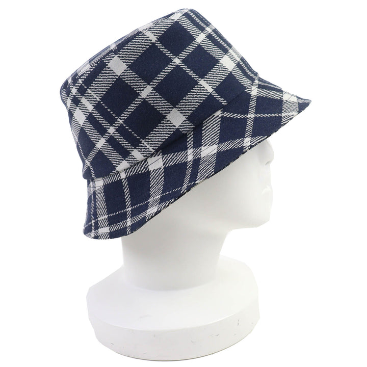 美品△DIOR ディオール オム 14CHE923I134 コットン オブリーク チェック柄 リバーシブル バケットハット 帽子 ネイビー 58 伊製 正規品