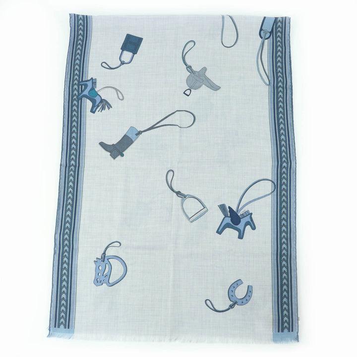 未使用品☆HERMES エルメス ET GRIS GRIS レクタングル カシミヤ シルク CHINE/CIEL/BLEU ストール 箱付き フランス製 レディース
