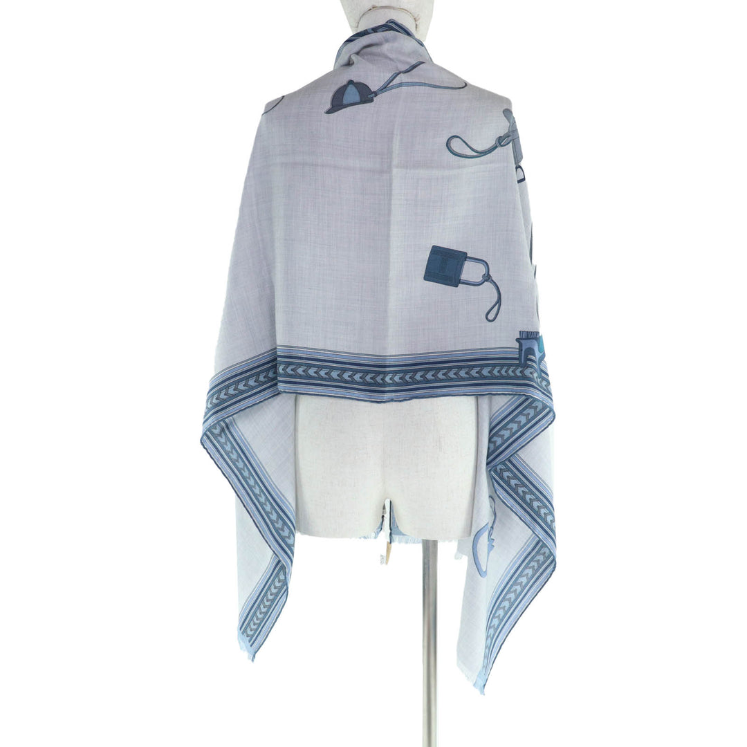 未使用品☆HERMES エルメス ET GRIS GRIS レクタングル カシミヤ シルク CHINE/CIEL/BLEU ストール 箱付き フランス製 レディース