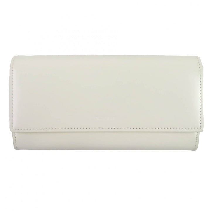未使用品◇JIL SANDER ジルサンダー J09UI0001 フラップロングウォレット レザー 長財布 オフホワイト 保存袋付き イタリア製 レディース