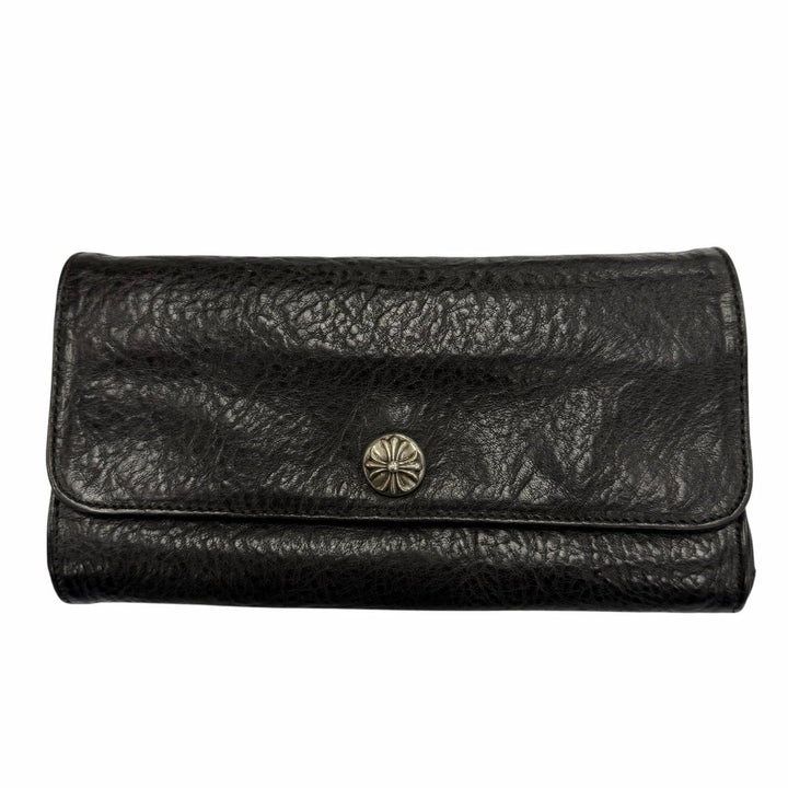 良品▼CHROME HEARTS クロムハーツ JUDY CROSS BALL ジュディ レザー SV925 クロス ボール ボタン レザーウォレット 長財布