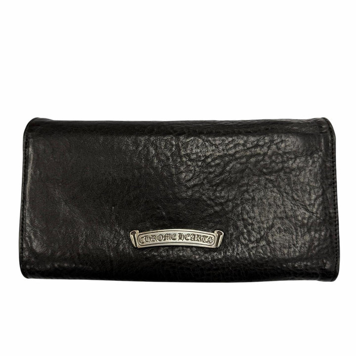 良品▼CHROME HEARTS クロムハーツ JUDY CROSS BALL ジュディ レザー SV925 クロス ボール ボタン レザーウォレット 長財布