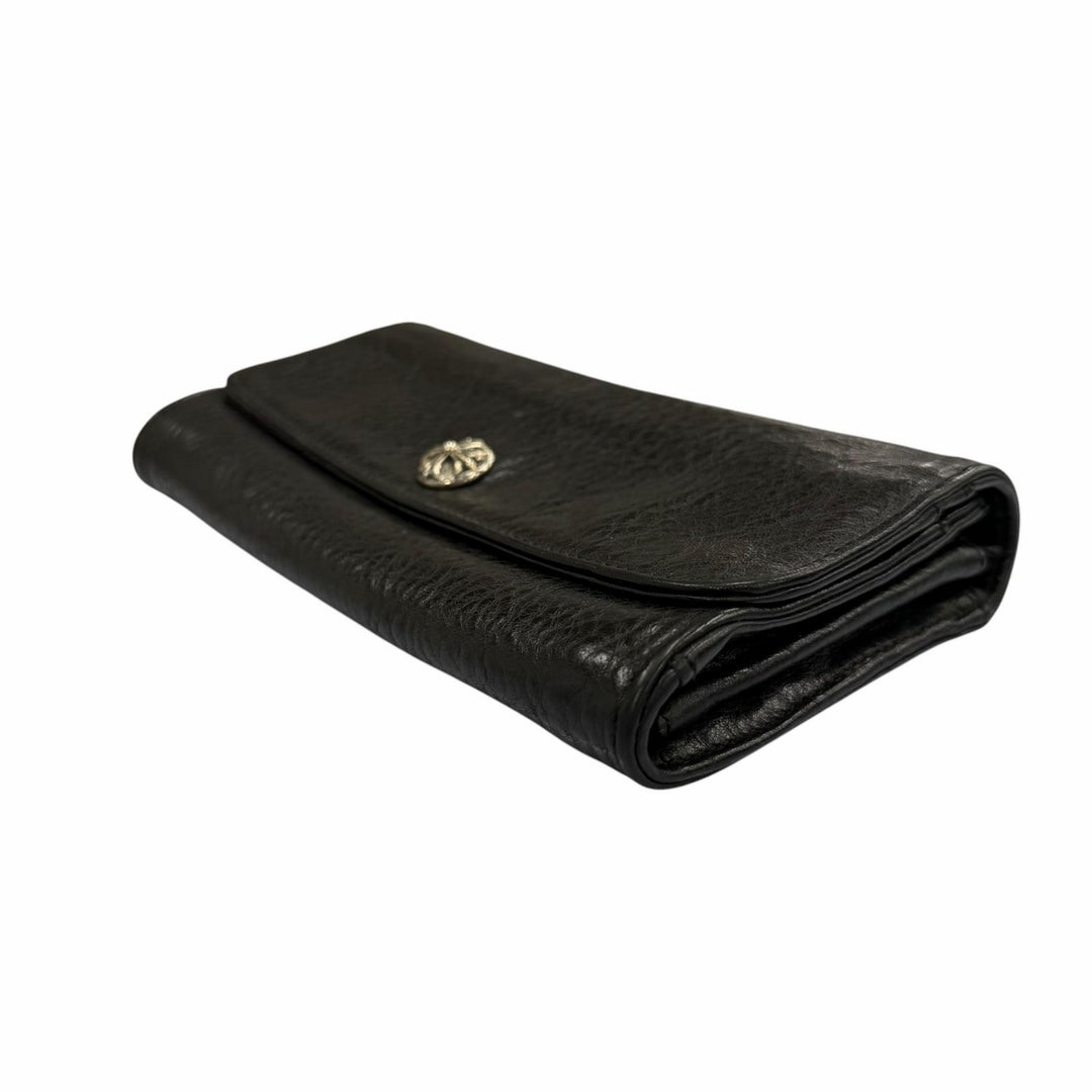 良品▼CHROME HEARTS クロムハーツ JUDY CROSS BALL ジュディ レザー SV925 クロス ボール ボタン レザーウォレット 長財布