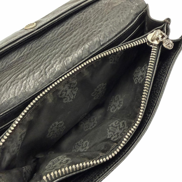 良品▼CHROME HEARTS クロムハーツ JUDY CROSS BALL ジュディ レザー SV925 クロス ボール ボタン レザーウォレット 長財布