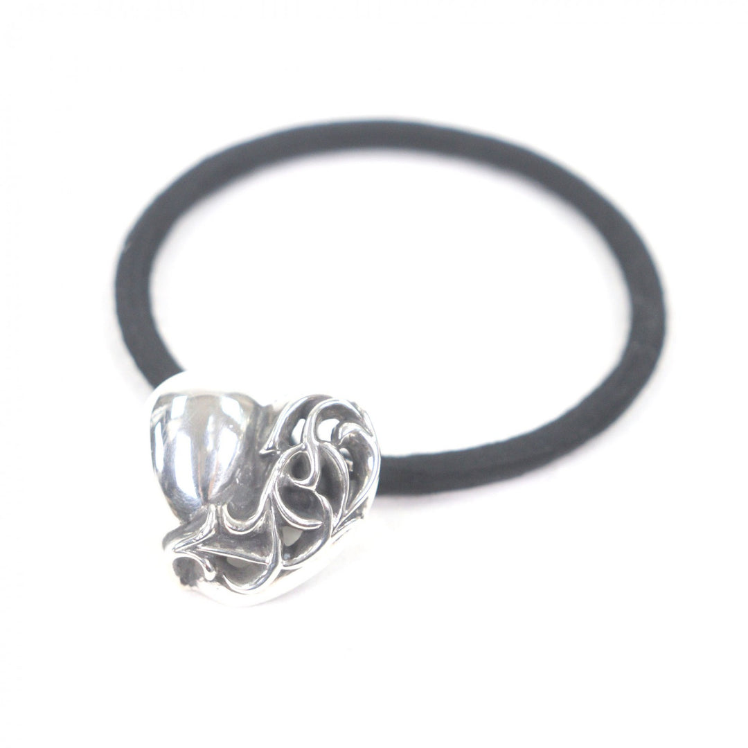 極美品□CHROME HEARTS クロムハーツ SV925 ハート コンチョ ヘアバンド ヘアゴム ヘアアクセサリー シルバー 総重量13.95g レディース