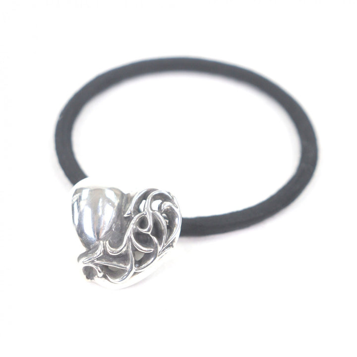 極美品□CHROME HEARTS クロムハーツ SV925 ハート コンチョ ヘアバンド ヘアゴム ヘアアクセサリー シルバー 総重量13.95g レディース