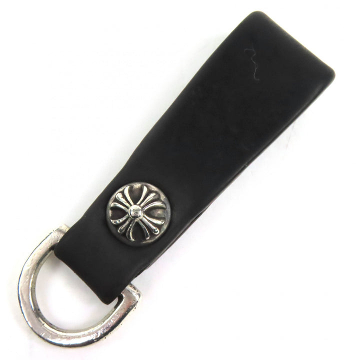 美品△CHROME HEARTS クロムハーツ レザー 925 クロスボール Dカン ベルトループ キーホルダー インヴォイス ノベルティマッチ付 21.7g