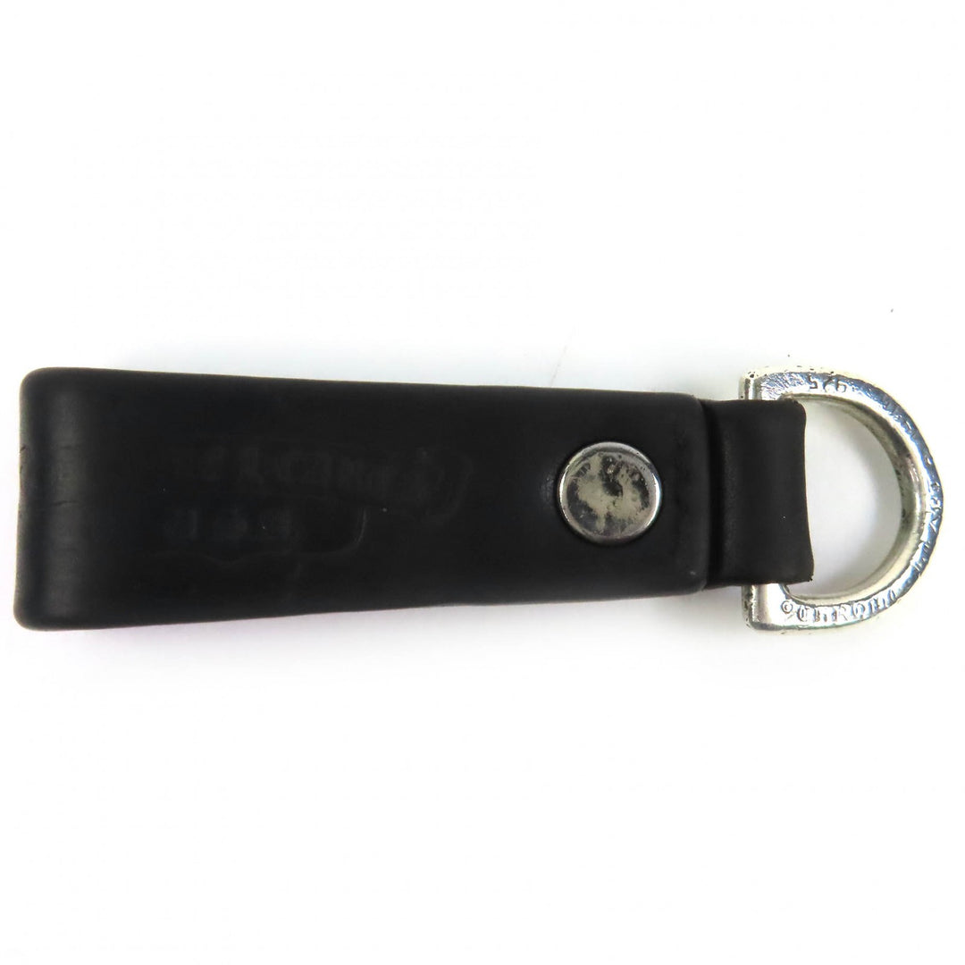 美品△CHROME HEARTS クロムハーツ レザー 925 クロスボール Dカン ベルトループ キーホルダー インヴォイス ノベルティマッチ付 21.7g