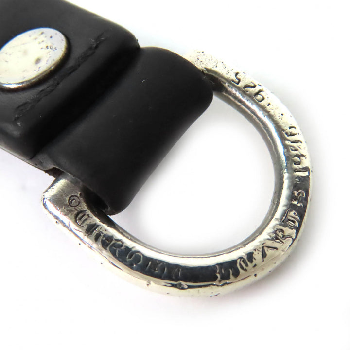 美品△CHROME HEARTS クロムハーツ レザー 925 クロスボール Dカン ベルトループ キーホルダー インヴォイス ノベルティマッチ付 21.7g