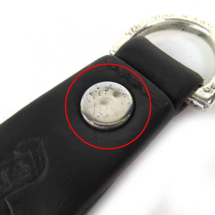美品△CHROME HEARTS クロムハーツ レザー 925 クロスボール Dカン ベルトループ キーホルダー インヴォイス ノベルティマッチ付 21.7g