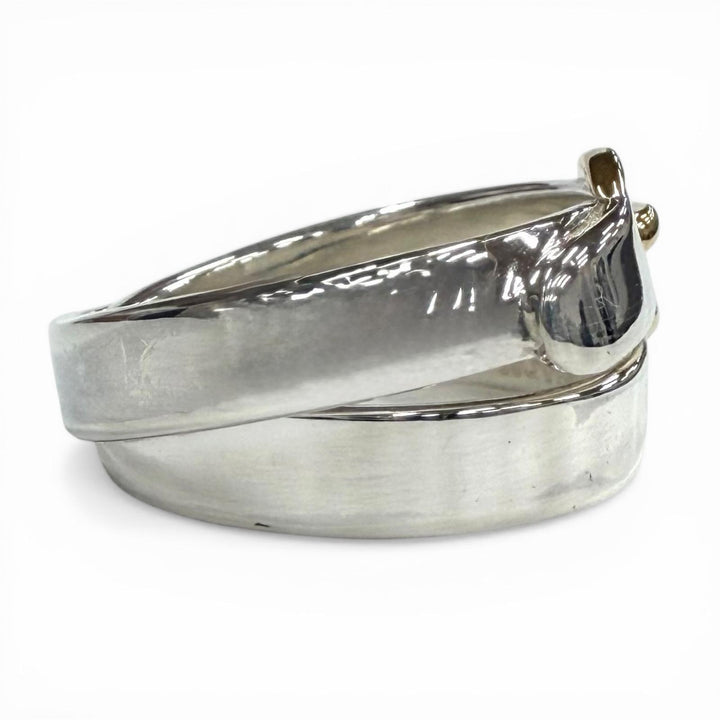 極美品◇HERMES エルメス ダブルトゥルーリング 925 18K コンビ ベルトデザイン 指輪 シルバー ゴールド 50 JP10号 重量4.7g レディース