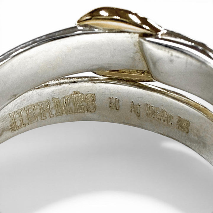 極美品◇HERMES エルメス ダブルトゥルーリング 925 18K コンビ ベルトデザイン 指輪 シルバー ゴールド 50 JP10号 重量4.7g レディース