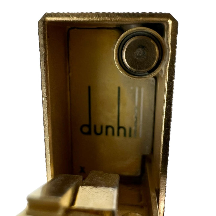 美品▲Dunhill ダンヒル スクエア ジグザグ ローラー式 喫煙具 ガス ライター ゴールド スイス製 メンズ 着火確認済み