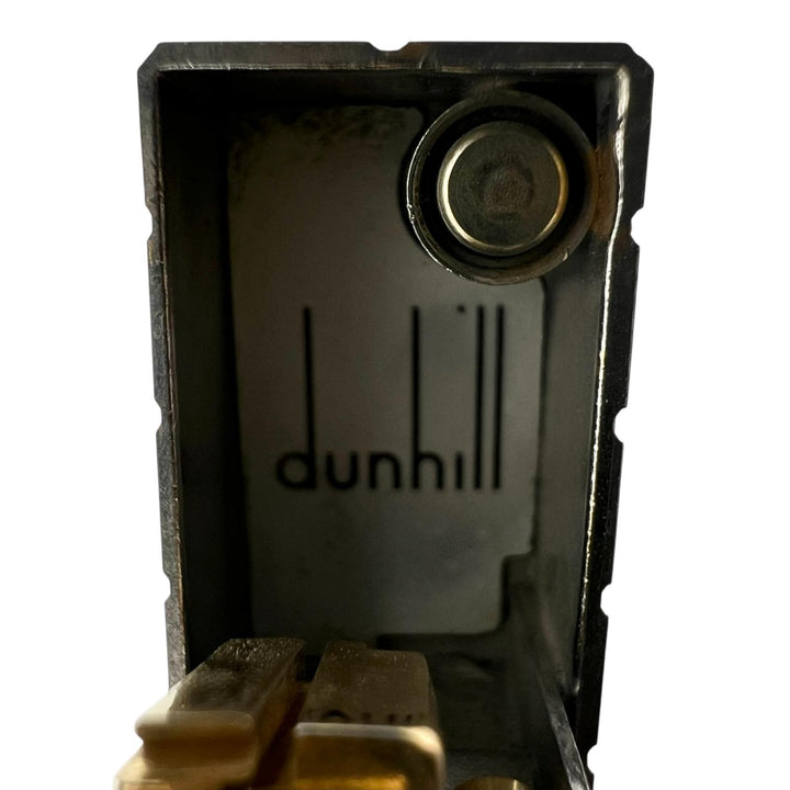 良品▲Dunhill ダンヒル スクエア ストライプ柄 ローラー式 喫煙具 ガス ライター シルバー ゴールド スイス製 メンズ 着火確認済み