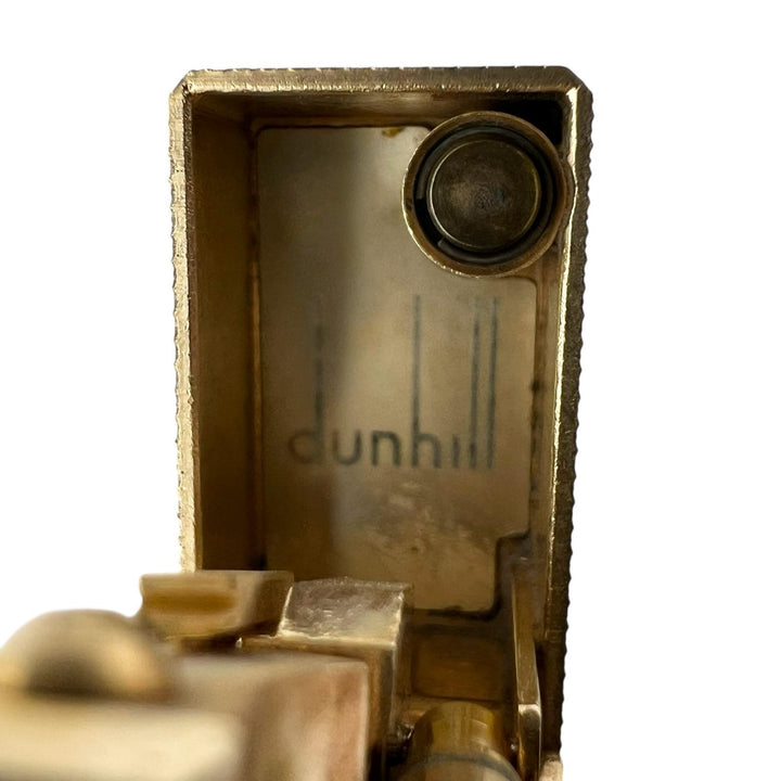 美品▲Dunhill ダンヒル スクエア 総柄 ローラー式 喫煙具 ガス ライター ゴールド スイス製 メンズ 着火確認済み