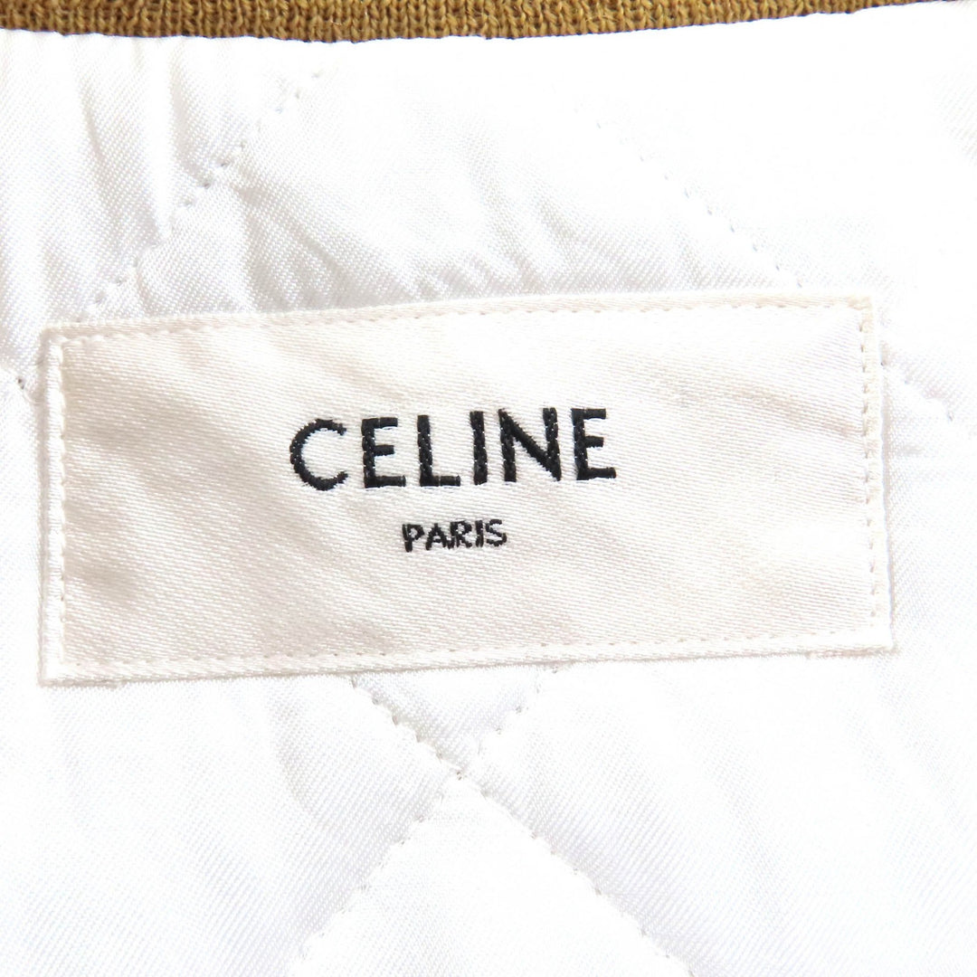 極美品△CELINE セリーヌ 2W635497M Lucky lovers ラッキー ラヴァーズ テディ ジャケット スタジャン ブルゾン ゴールド 34 伊製 正規品