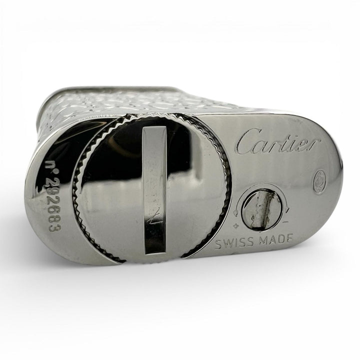 美品▲Cartier カルティエ ハッピーバースデー 2C オーバル ローラー式 ガス ライター メタルシルバー スイス製 メンズ 着火確認済み