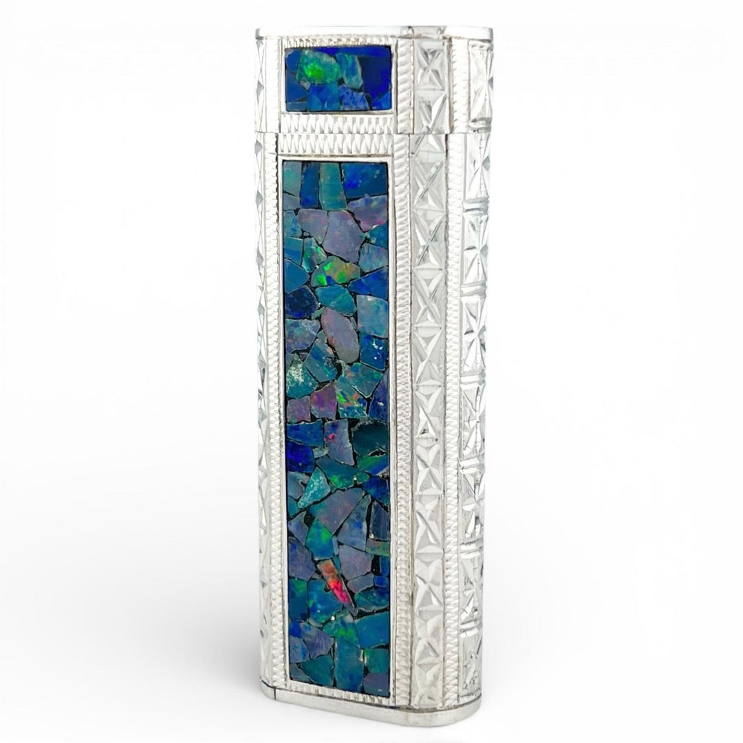 極美品▲Cartier カルティエ アウタージャケット モザイク オーバル ローラー式 ガス ライター シルバー ケース付き メンズ 着火確認済み