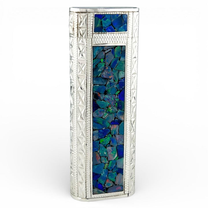 極美品▲Cartier カルティエ アウタージャケット モザイク オーバル ローラー式 ガス ライター シルバー ケース付き メンズ 着火確認済み