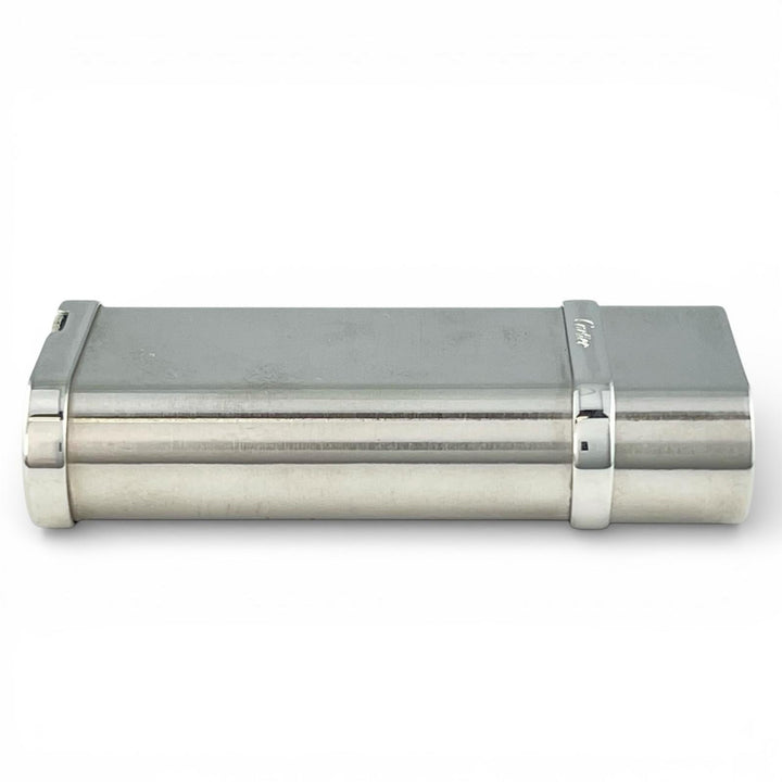 外装美品▲Cartier カルティエ ゴドロン ヘアライン ローラー式 喫煙具 ガス ライター シルバー ケース付き スイス製 メンズ