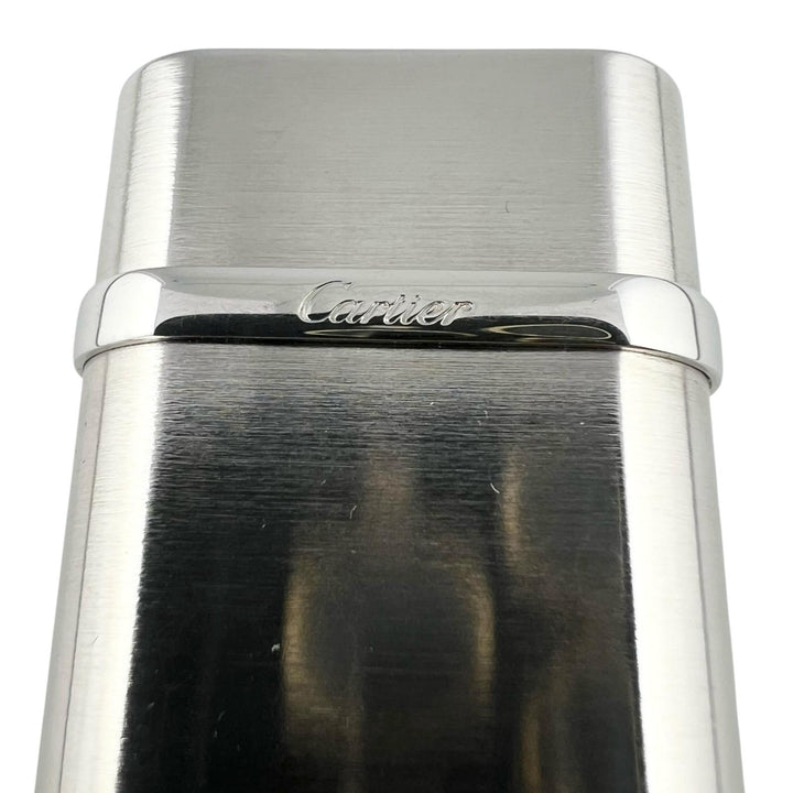 外装美品▲Cartier カルティエ ゴドロン ヘアライン ローラー式 喫煙具 ガス ライター シルバー ケース付き スイス製 メンズ