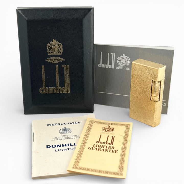 美品▲Dunhill ダンヒル ダンヒル 70 希少 ロゴ刻印 ローラー式 喫煙具 ガス ライター ゴールド ケース付き イングランド製 着火確認済み