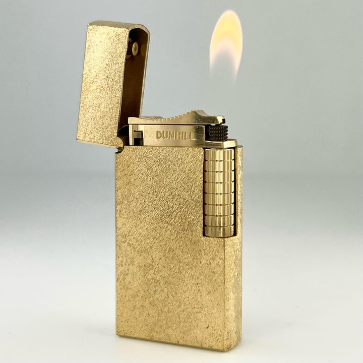 美品▲Dunhill ダンヒル ダンヒル 70 希少 ロゴ刻印 ローラー式 喫煙具 ガス ライター ゴールド ケース付き イングランド製 着火確認済み