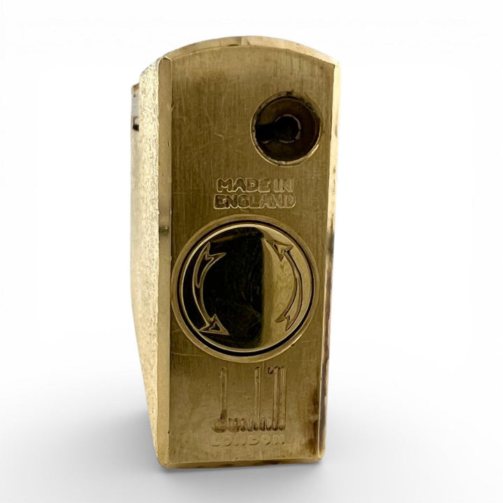 美品▲Dunhill ダンヒル ダンヒル 70 希少 ロゴ刻印 ローラー式 喫煙具 ガス ライター ゴールド ケース付き イングランド製 着火確認済み