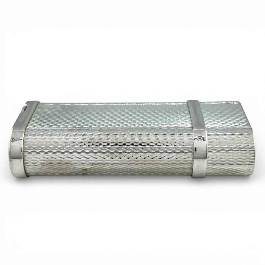 良品▲Cartier カルティエ ゴドロン 総柄 ローラー式 喫煙具 ガス ライター シルバー ケース付き スイス製 メンズ 着火確認済み